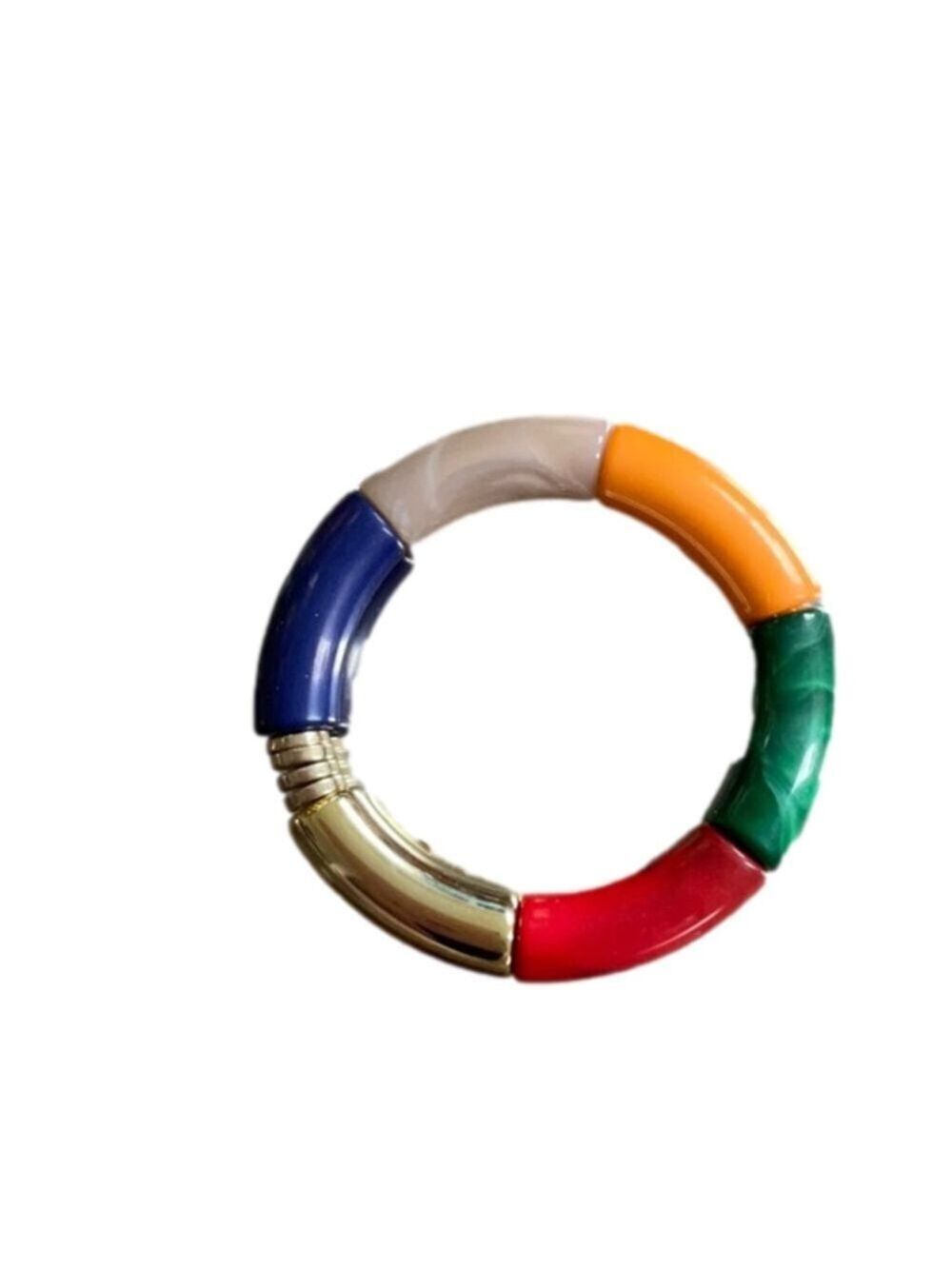 Chunky Resin Tubular Bead Stretch Bracelet